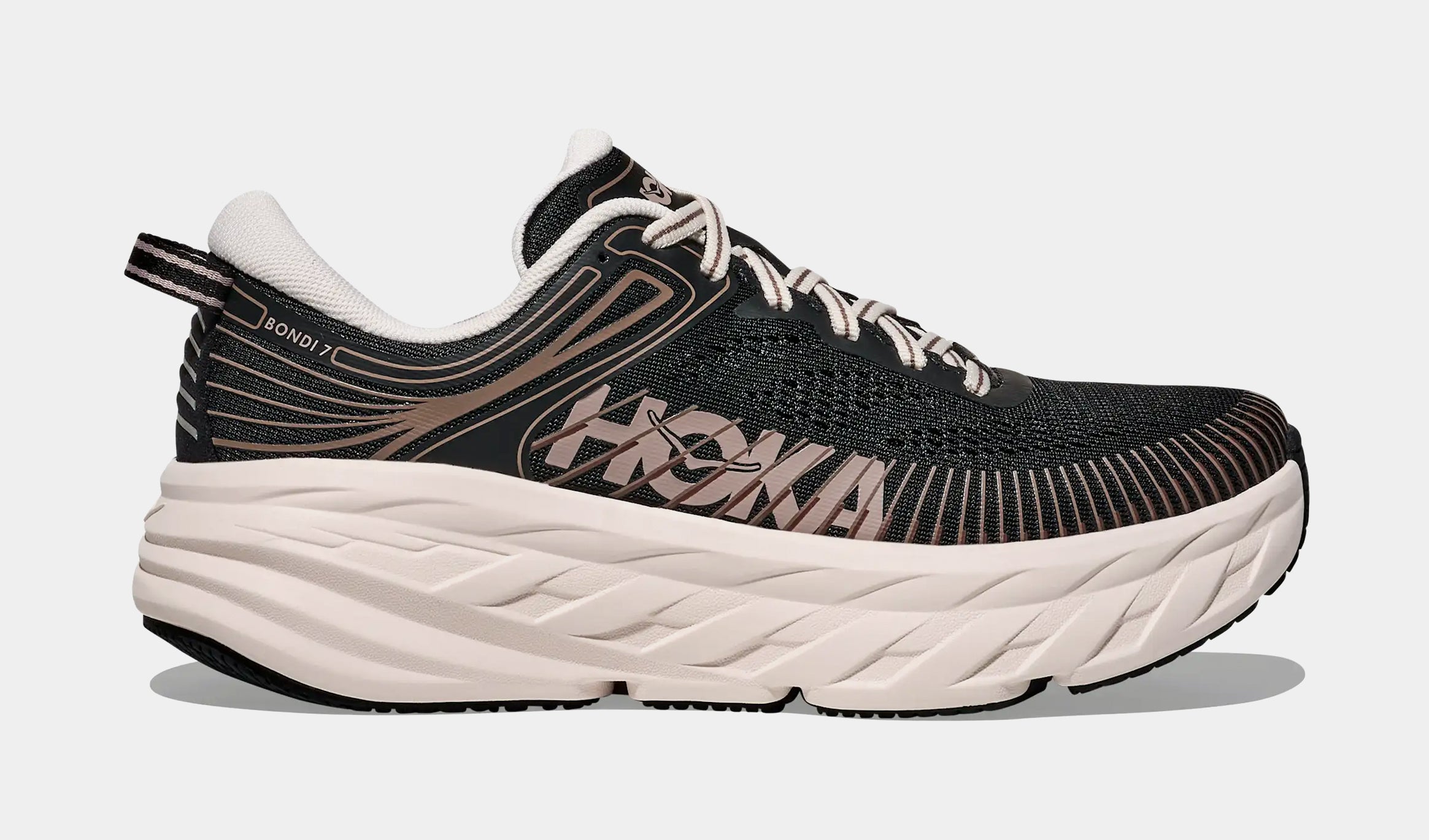 Bondi 7 Womens Running Shoes (Black/Rose Cream)