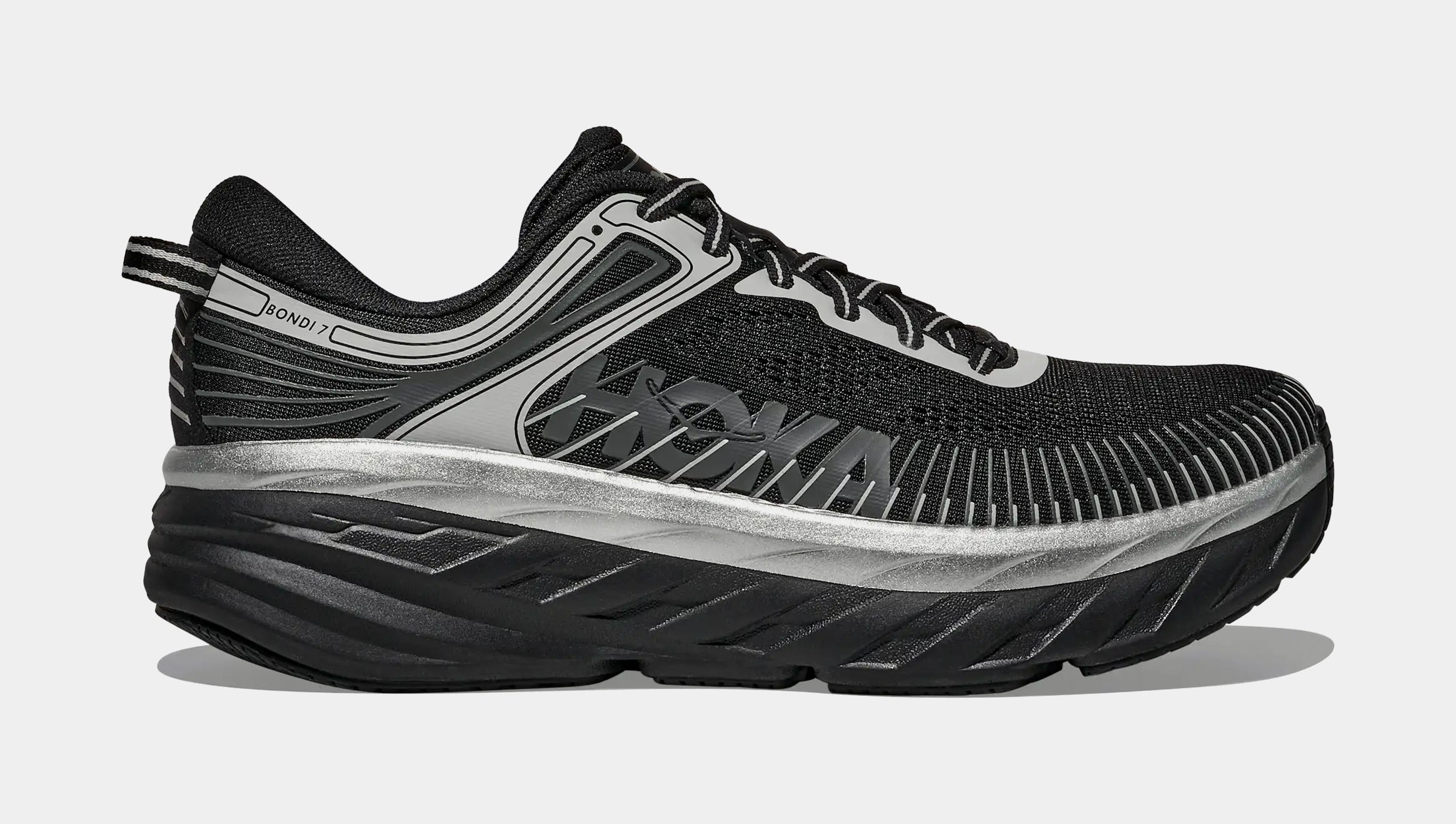Bondi 7 Mens Running Shoes (Black/Stardust)